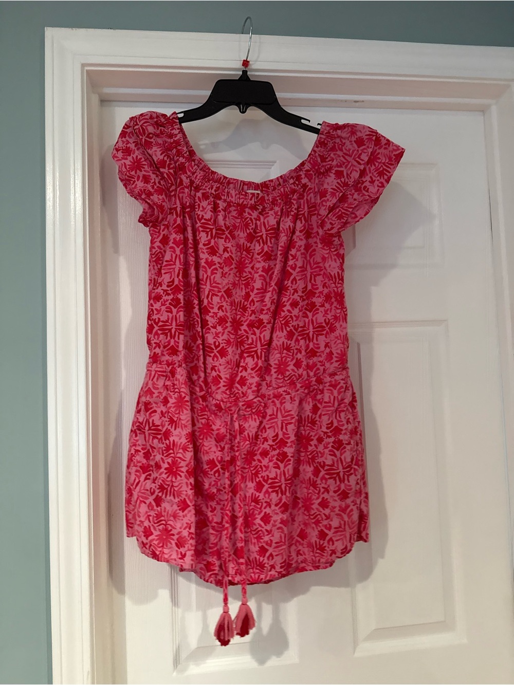Women's Pink Floral Off-Shoulder Romper